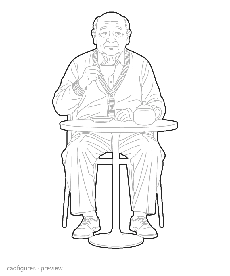 Vista previa: Hombre mayor tomando té