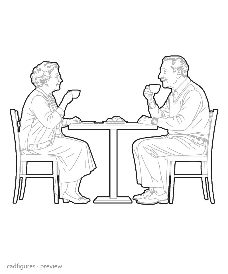 Vista previa: Pareja mayor compartiendo una mesa