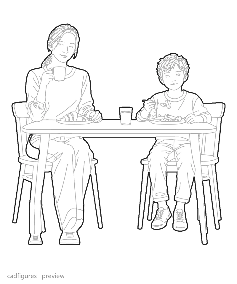 Vista previa: Madre e hijo desayunando
