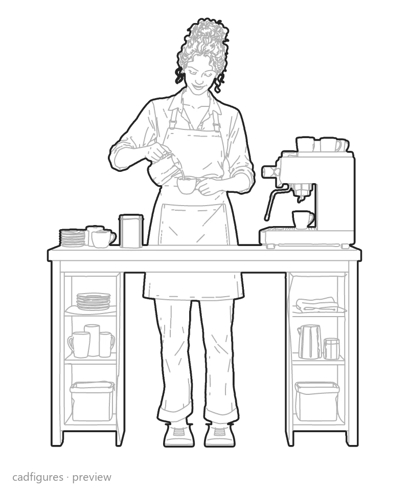 Vista previa: Barista preparando un café con leche