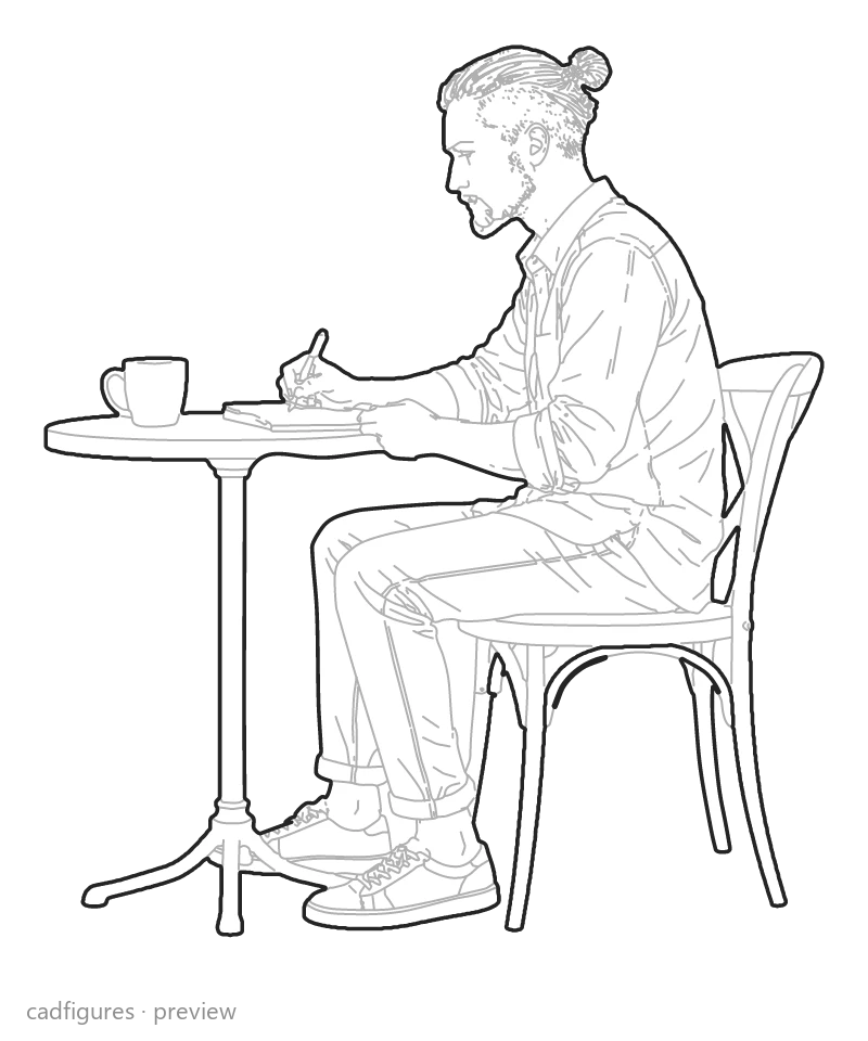 Vista previa: Hombre escribiendo en un cuaderno