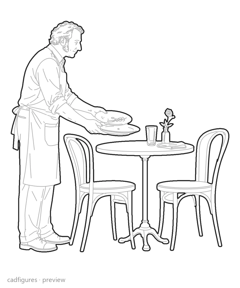 Vista previa: Hombre recogiendo una mesa de cafetería