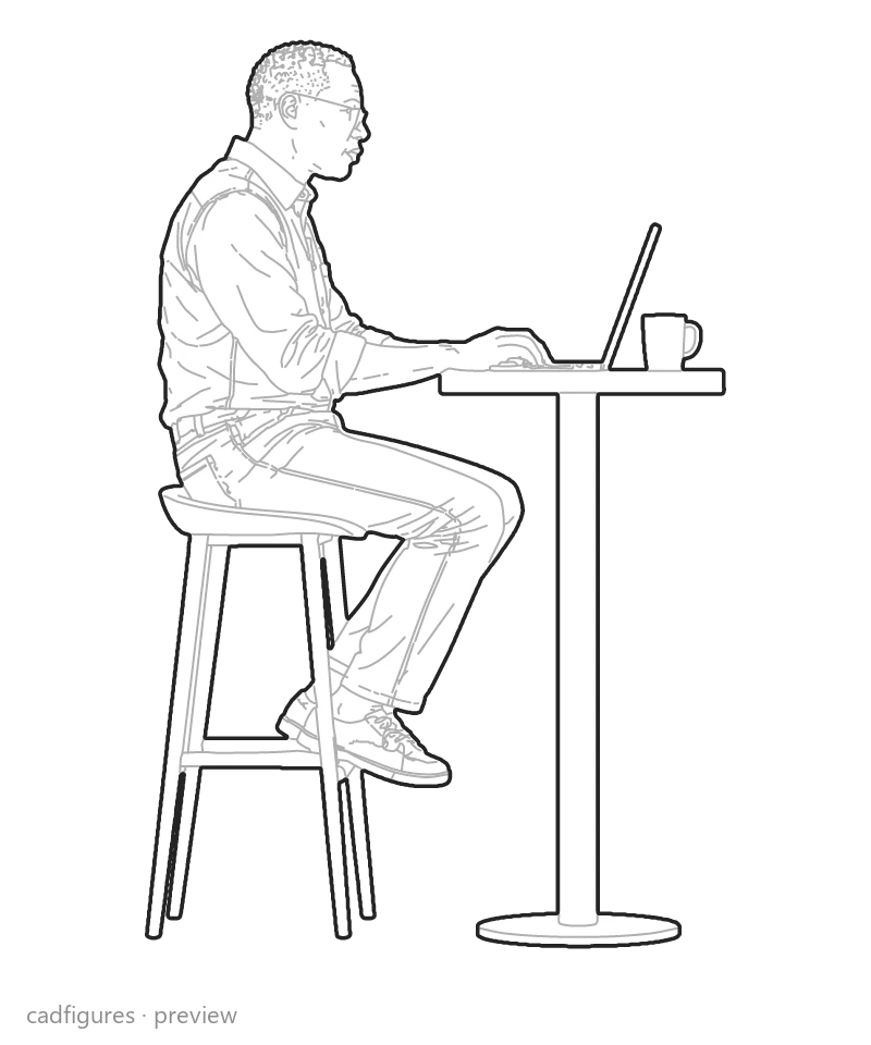 Vista previa: Hombre trabajando en la barra de una cafetería