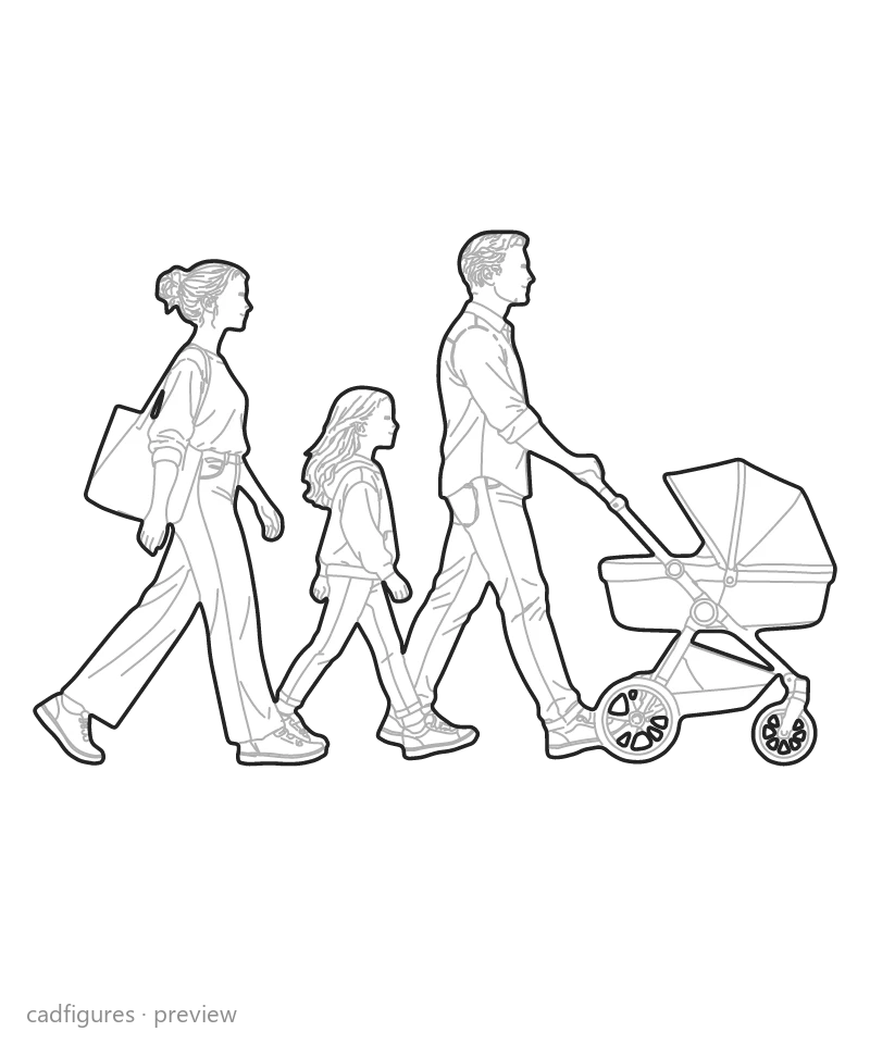 Vista previa: Familia con carrito