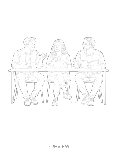 Preview: Three people at a table