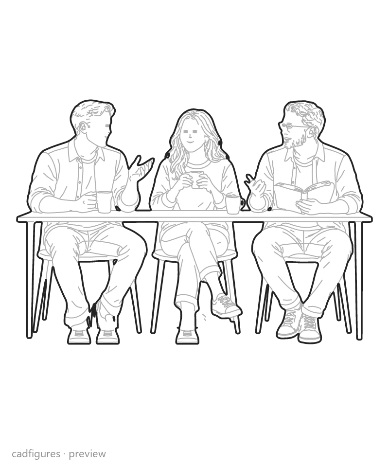 Vista previa: Tres en una mesa