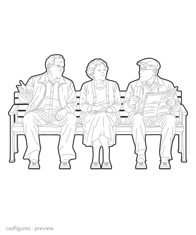 Vista previa: Tres mayores en un banco
