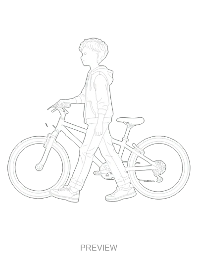 Preview: Pushing a bicycle