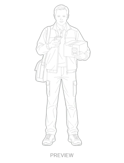 Preview: Courier checking a delivery