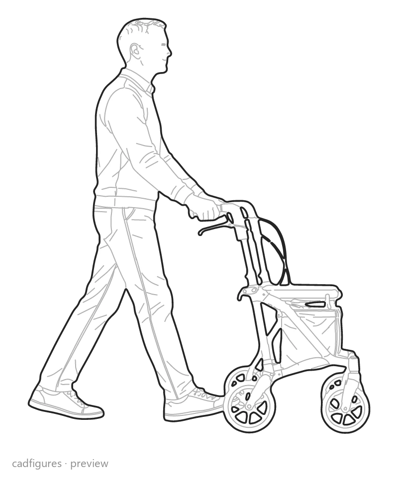 Vista previa: Persona caminando con andador